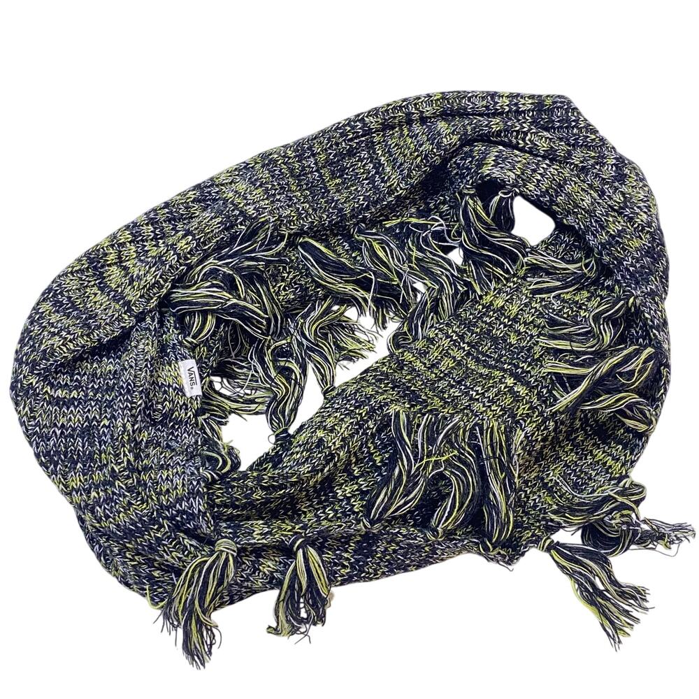 Vans Off The Wall Boast Infinity Scarf Black Green Knit Soft Warm Neck Warmer